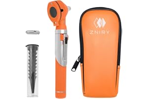 Zniry Mini Otoscope - Ear Scope with Light, Ear Infection Detector Mini Otoscope - Portable Ear Light and Exam Kit for Home Use - 3X Magnifying Fiber Optic Scope (Orange)