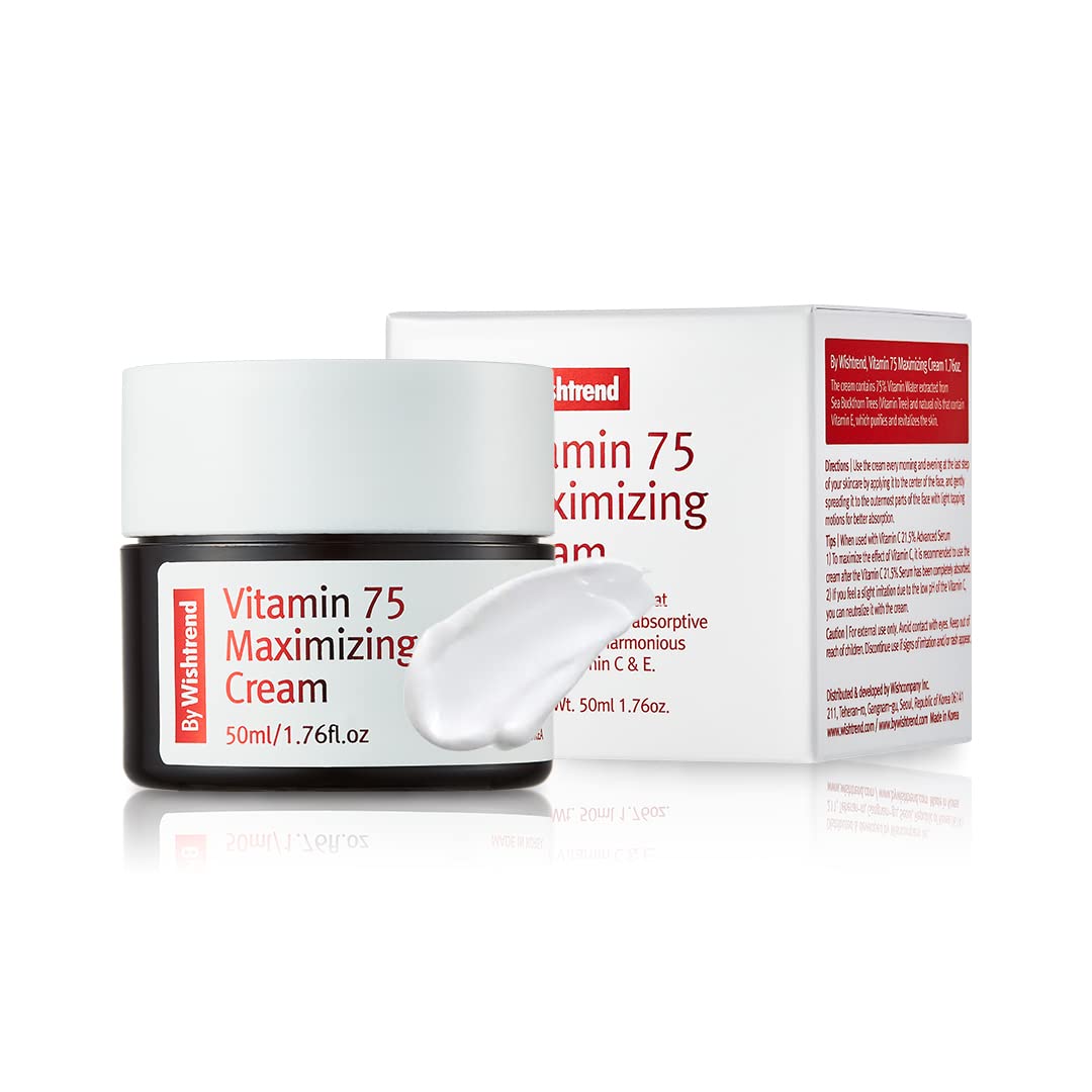 BY WISHTREND Vitamin 75 maximizing cream, 50ml, natural vitamin E,vitamin c, rejuvenating