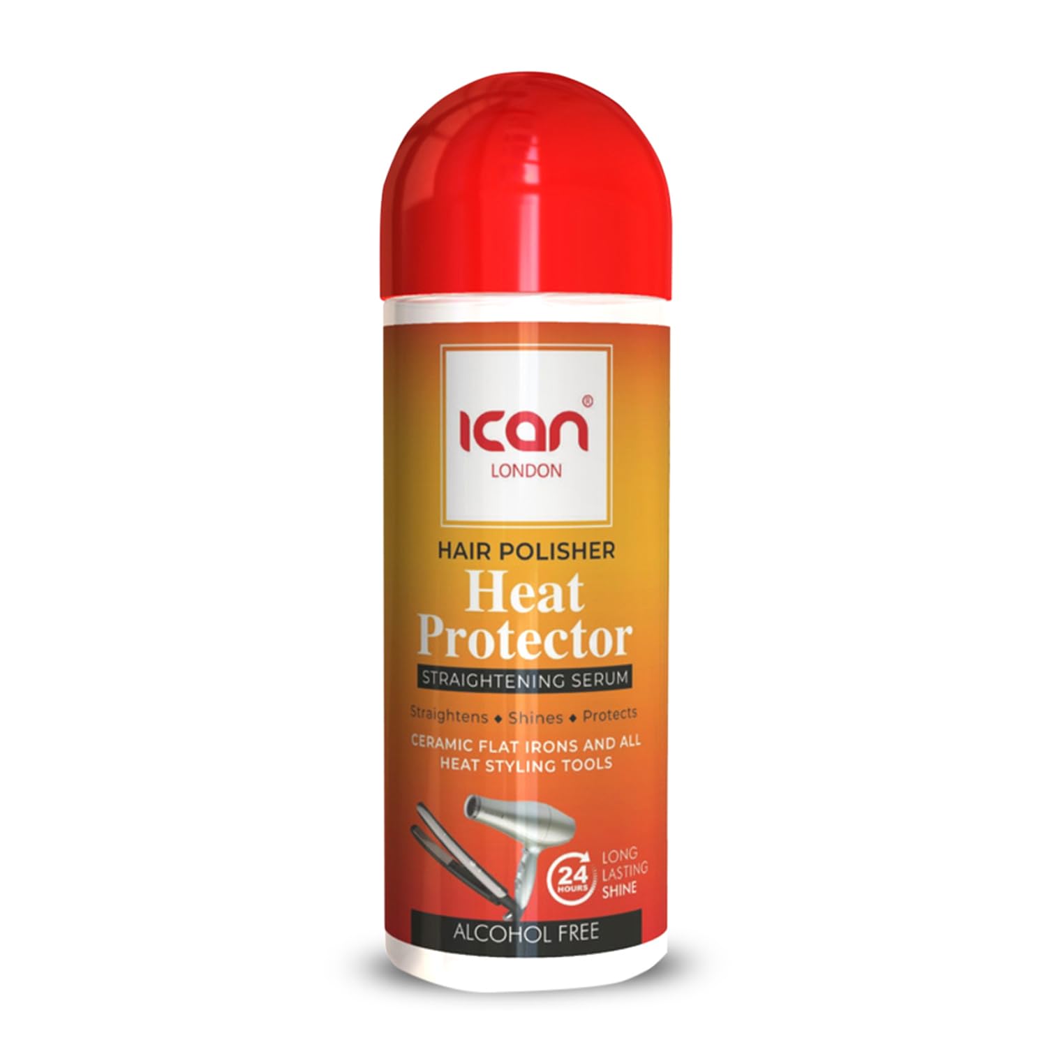 ican London Hair Polisher Heat Protector Straightening Serum Alcohol Free 207ml