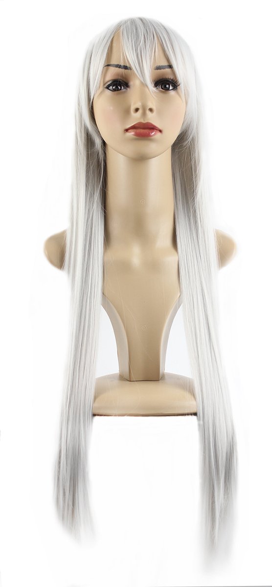 Xiaoyu Long Straight Hair Cosplay Costume Party Halloween Wigs - Silver White