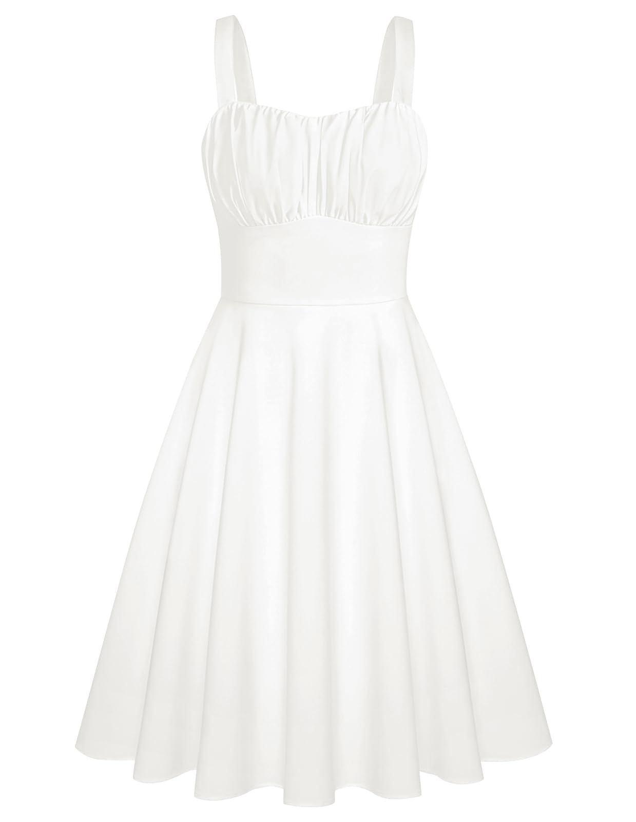 Photo 1 of 2025 Summer Sleeveless White Sun Dresses 1950s Vintage Homecoming Graduation Casual A-Line Boho Beach Midi Dress Large