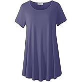 LARACE Plus Size Tops for Women Short Sleeve Shirts Casual Summer Clothes Round Neck Tunics for Leggings