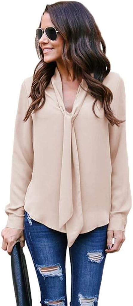 Stamain Damen Bluse Aus Chiffon - Elegantes Hemd Langarm Für Büro