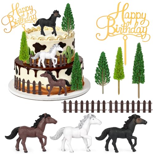 Hooqict Horse Cowboy Cake Toppers Set