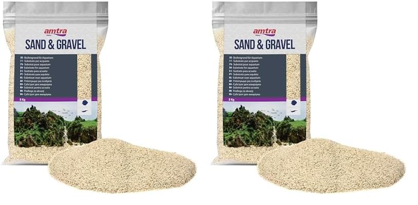 Amtra White Quartz - Fine White Quartz Aquarium Sand, for Fresh or Salt Water, 0.1-0.7mm Grains, Quantity 5kg (Pack of 2)