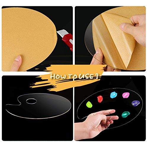 TEETOOKEA 3 Pcs Clear Acrylic Paint Palette 11.8 x 7.9 Inches Art Palette with Protective Brown Paper for DIY Art Craft Painting