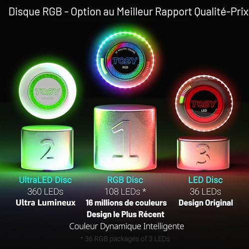 Disque Volant 36 LED, Lumineux, Modes Intelligents, Auto on/Off, Rechargeable, Anniversaire, Cadeau de Noël pour Hommes/Garçons/Adolescents/Enfants, Frisbee 175g
