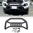 ECOTRIC Front Bull Bar Compatible with 2005-2023 Toyota Tacoma Pickup Truck Bumper Brush Grill Grille Guard Heavy Duty Steel Textured Powder Finish Black