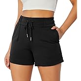 NIMENJOJA Womens High Waisted Sweat Shorts Drawstring Workout Lounge Shorts for Athletic Gym with Pockets