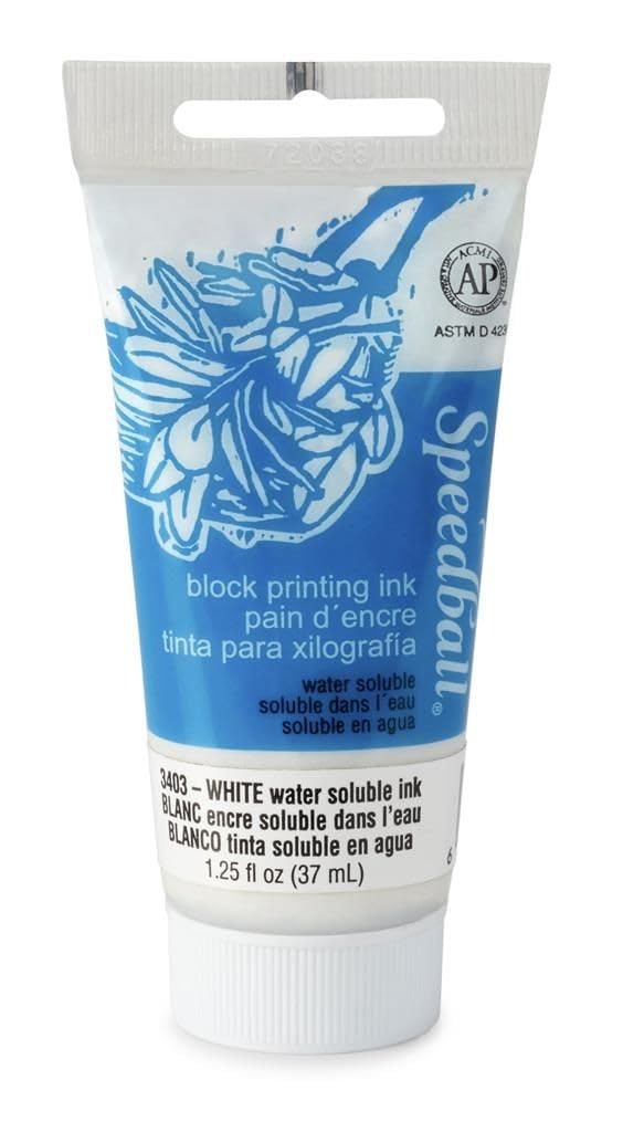 Speedball 37ml 1.25oz Water-Soluble Block Ink White, For Block Printing, Lino Printing, Screen Printing, For Artists Kit — image 1