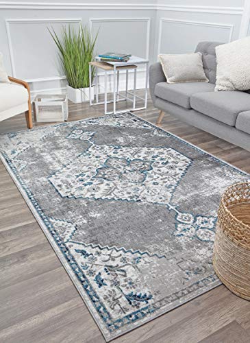 Rugs America Freida Collection FY35A Ash Farmhouse Vintage Area Rug 5'0" x 7'0" at Amazon