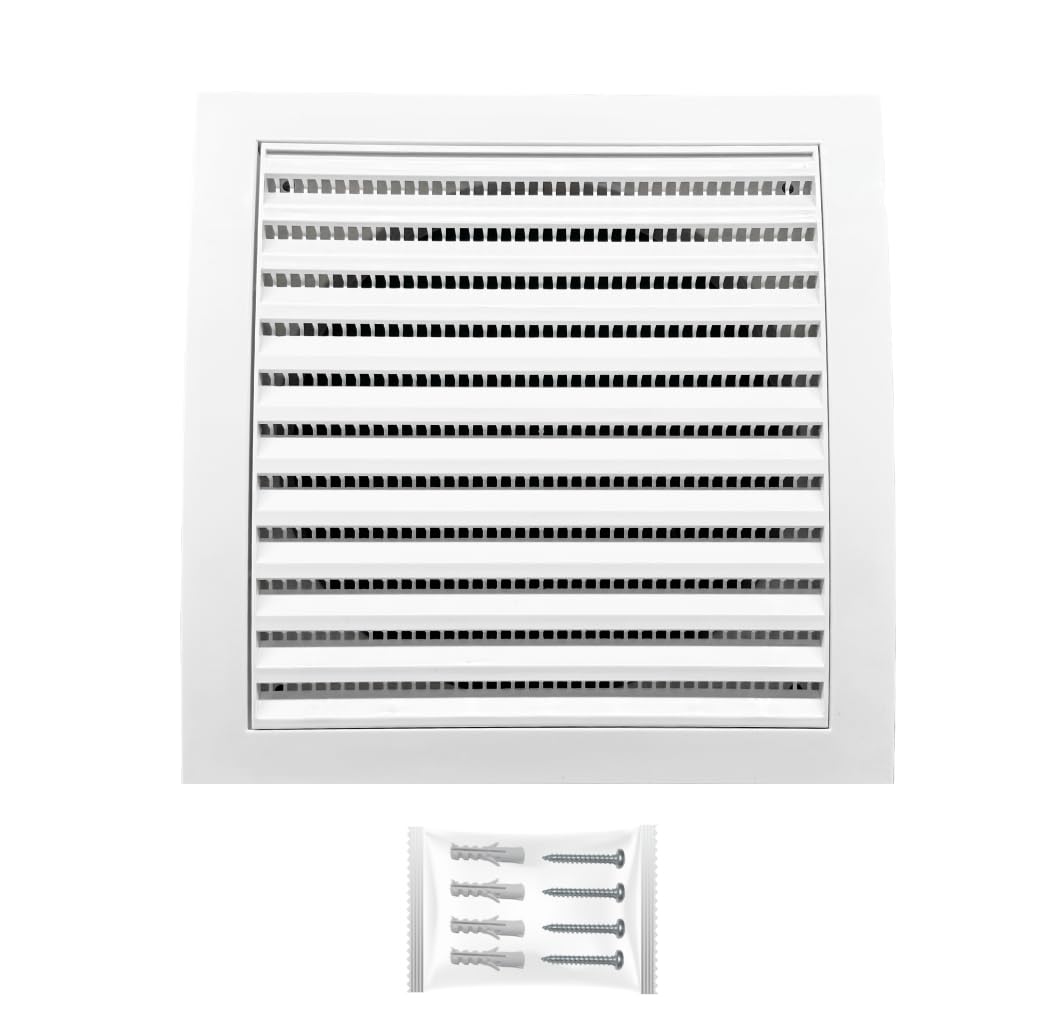H&C VENT White Ventilation Grille with Connector and Insect Protection 6 x 6Inch / 150 x 150mm │ Extractor Air Vent Covers for Inside and Outside │ Pipe Covers for Wall Door Window — image 1