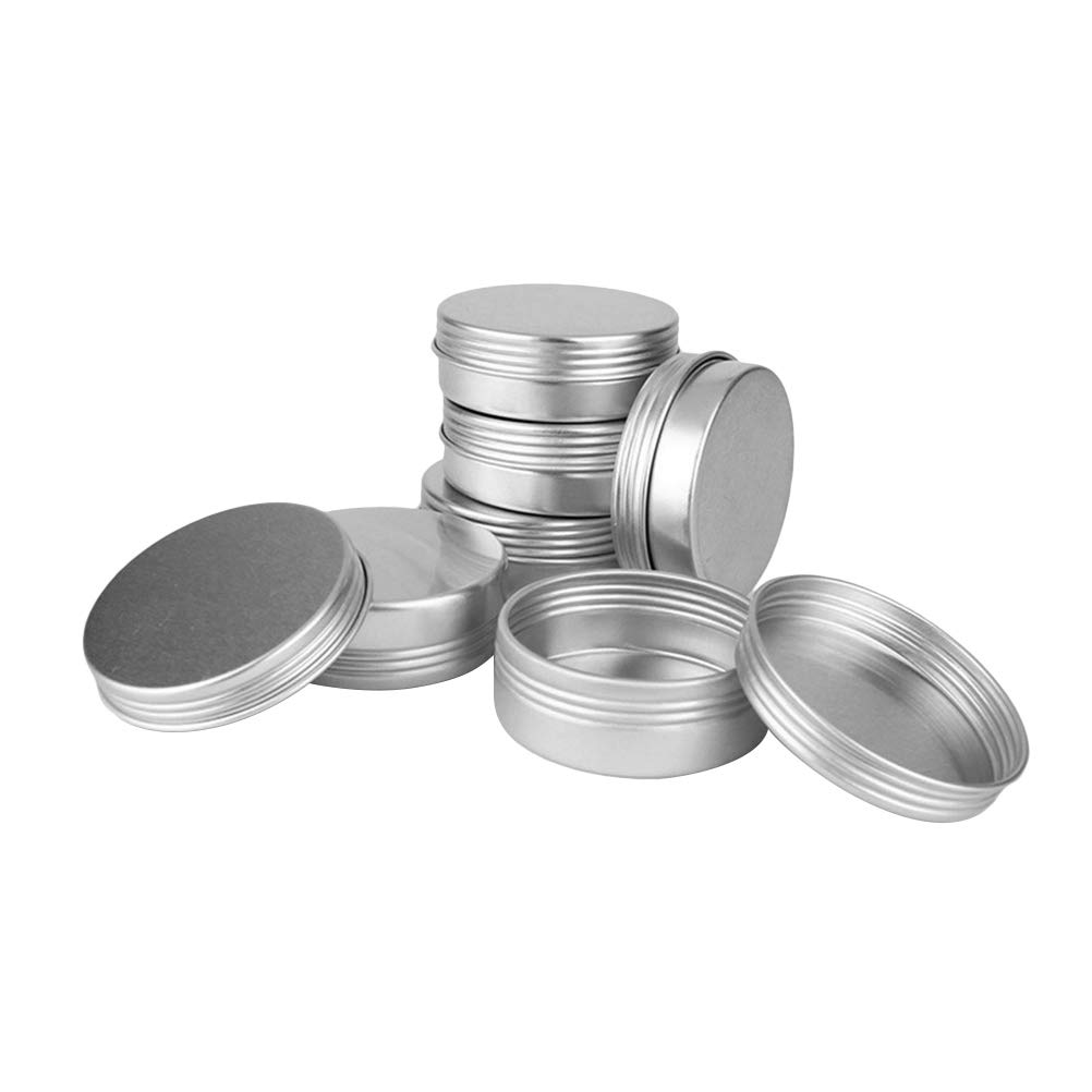 Toyvian 24pcs 25ml Aluminium Empty Tin Cans Screw Top Round Metal Cosmetic Sample Balm Tins Containers (Silver)