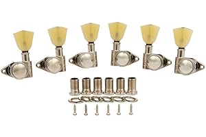 KAISH Nickel 3+3 Locking Tuners 21:1 Locking Tuning Machines Locking Tuning keys with Vintage Keystone Buttons for USA LP/Les