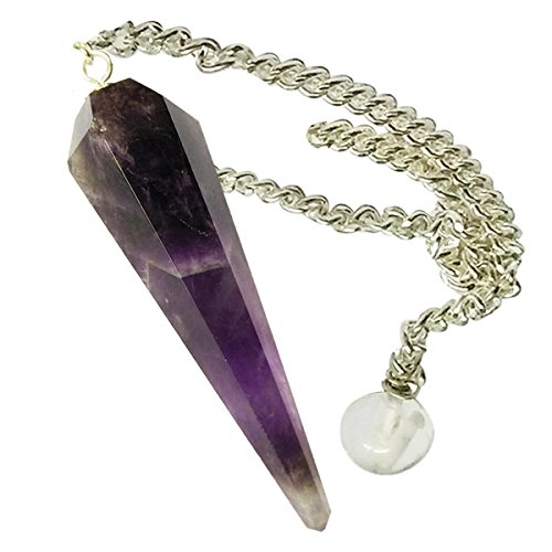 Amethyst Quartz point Pendulum With Chain for Scrying Healing Dowser / Amethyst Quartz Dowser With chainBy Mangalam House