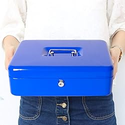 Jssmst Locking Large Metal Cash Box with Money