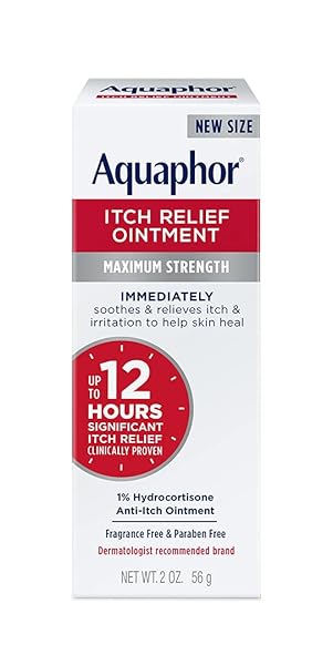 AQUAPHOR ITCH RELIEF OINTMENT, MAXIMUM STRENGTH 1% HYDROCORTISONE, RELIEVES ITCH FROM SKIN IRRITATION, INSECT BITES, PSORIASIS, SKIN RASHES, ECZEMA, & POISON IVY, 2 OZ