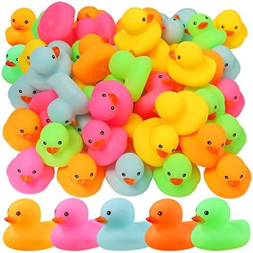 EKisemio 50 Pack Multicolor Mini Rubber Duck Bath Toy Colored