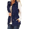 Koodred Women's Casual Military Utility Vest Lightweight Sleeveless Drawstring Jackets with Pockets