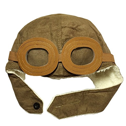 Topwon Pilot Cap Hat Beanie Pilot Aviator Crochet Earflap Hat (Brown)