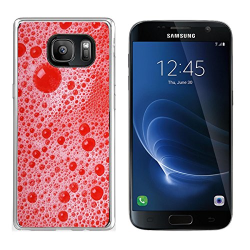 Luxlady Samsung Galaxy S7 Clear case Soft TPU Rubber Silicone IMAGE ID: 25462375 foam and soap bubbles on red background close up macro texture