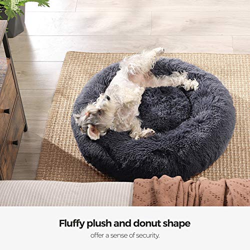 FEANDREA Dog Bed, DonutShaped Pet Bed, Soft Plush Surface, with Removable Inner Cushion