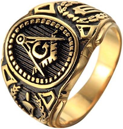 Vintage Men 316L Stainless Steel Ring Mason Freemasonry Foviza Masonic Retro Punk Band Ring Jewelry