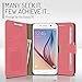 S6 Case, Samsung Galaxy S6 Wallet Case, ROOCASE Prestige Premium Synthetic Leather Wallet Case Flip Cover [Stand Feature] with Credit Card ID Holder for Samsung Galaxy S6 (2015), Pink