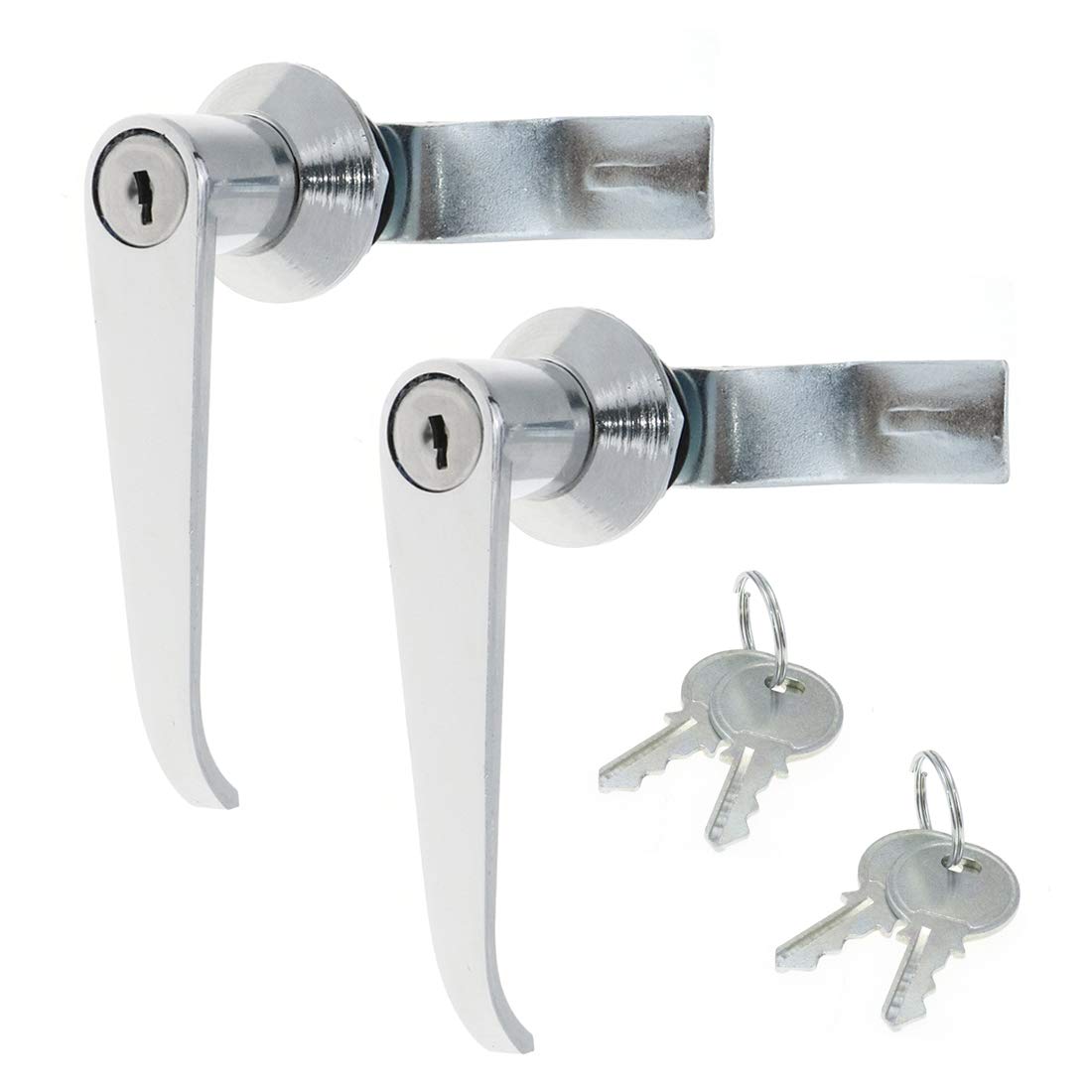 Photo 1 of Quluxe 2 Pcs Chrome Zinc Alloy Handle Cabinet Locks Distribution Box Cabinet Door Handle Locks with Keys for Secure Important Files and Drawers