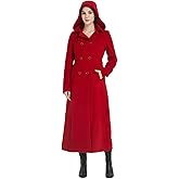 PLAERPENER Women's Double Breasted Maxi Long Winter Wool Trench Coat Hooded Thick Warm Overcoats