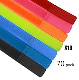 Onirii 70 PCS Reusable Fastening Cable Ties with Microfiber Cloth in Retail Packaging - Assorted Colors 7