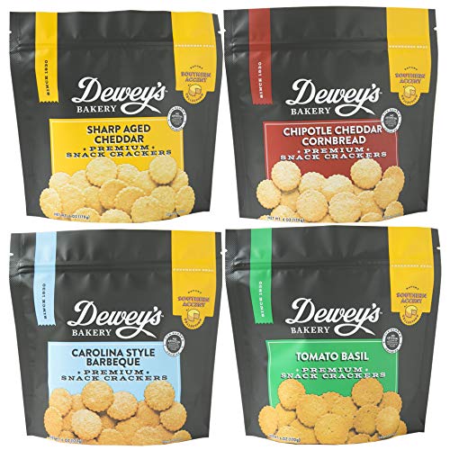 Dewey's Bakery Cheese Lover's Cracker Variety Pack | Baked in Small Batches | Real, Simple Ingredients | Southern Inspired Recipes | Pack of 4 6-oz Bags