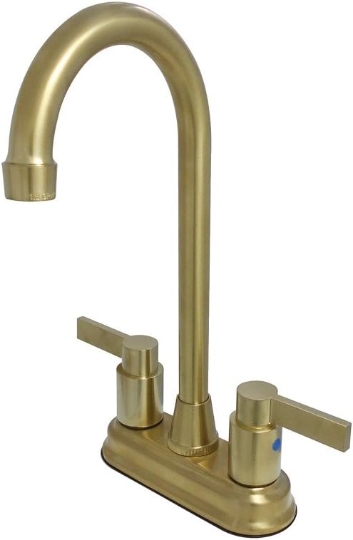 Kingston Brass KB8491NDL 4-3/4-Inch in Spout Reach NuvoFusion Two Handle 4-Inch Centerset Bar Faucet, Polished Chrome - - 