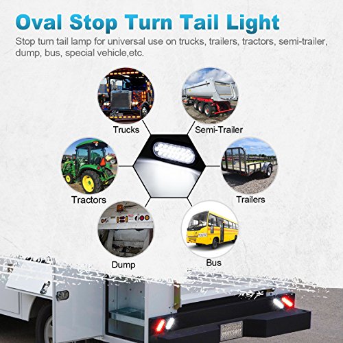 image for Partsam 2x Oval Clear Lens White Stop Turn Tail Backup Reverse Fog Lig