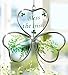 Irish Shamrock Sun Catcher - Shamrock Shaped Suncatcher with Pressed Green Florals - Bless The Irish is Printed on Front - Traditional Look - 4