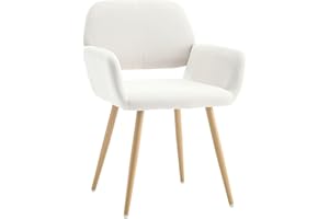 KCC Small Modern Dining Room Arm Chairs 1 Piece, Mid-Century Upholstered Velvet Side Seat Club Guest with Metal Tube Legs for Kitchen, Living Room, Beige