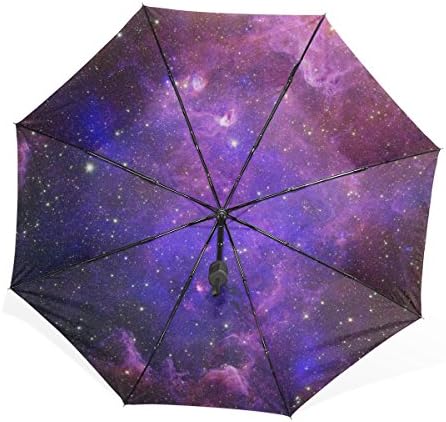 KISY Purple Magical Universe Galaxy Sky Star Umbrella Windproof Compact Fashion World Map Folding Travel Rain Umbrella
