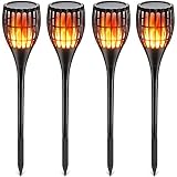 Solar Light Upgraded, Hoohome 4Pack Solar Torch Lights, Waterproof Flickering Flame Solar Garden Light Outdoor Landscape Decoration, Dusk to Dawn Auto On/Off Solar Spotlight for Garden Patio Deck Yard