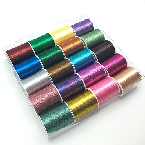 YEQIN 20 spools metallic thread embroidery thread sewing thread Set (Each spool 60 metres)