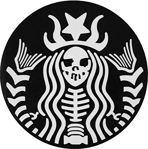 Skeleton Mermaid Sticker size 3.5 inch Biker Heavy Motorcycle Goth Emo Rock DIY Logo Sign Sticker x 2 pack for Car Window Wall Bumper Laptop Security Warning Alert Sticker Decals
