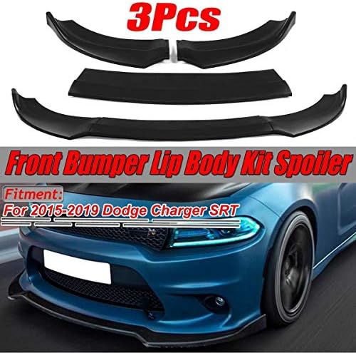 ビューティー カーパーツ ホームマットブラックの3倍の車フロントバンパースプリッターリップボディキットスポイラーディフ ューザーデフレクタ唇ガードフィット感のためのダッジチャージャーsrtフィット感のための15年から19年 B08k2g9t8j カーパーツ