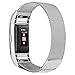 For Fitbit Charge 2 Bands, Lotyes Metal Milanese Loop Stainless Steel Replacement Magnet Lock Strap Small & Large Bands for Fitbit Charge 2, Silver, Gold, Rose Gold, Black,Pink