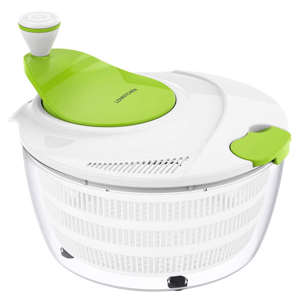 Salad Spinner LOVKITCHEN Large 4 Quarts Fruits and Vegetables Dryer Quick Dry Design BPA Free Dry Off & Drain Lettuce and Vegetable with Ease for Tastier Salads and Faster Food Prep