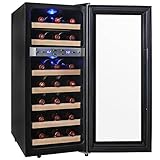 AKDY 21 Bottle Dual Zone Thermoelectric Freestanding Wine Cooler Cellar Chiller Refrigerator Fridge Quiet Operation with Wooden Shevles