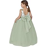 WDCVGTR Lace Applique Tulle Flower Girl Dress for Wedding Bridesmaid First Communion Dresses Princess Pageant Party Gown