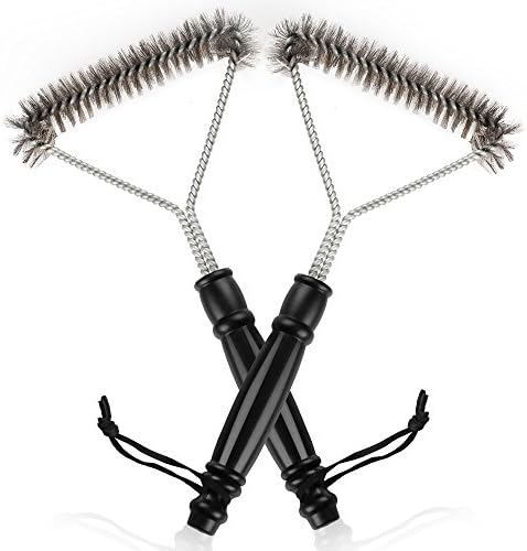 Coohom 12" BBQ Grill Brush Set of 2, Barbecue Cleaning Brush Tool with Stainless Steel Wire Bristles and Soft Comfortable Handle,Perfect Cleaner Scraper for Grill Cooking Grates,Racks,Burners