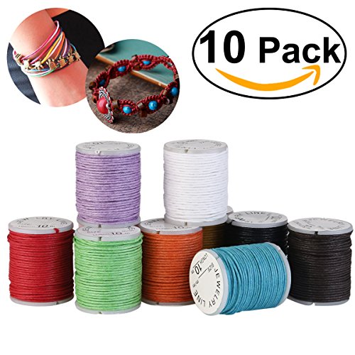 Tinksky 10pcs 10M 1MM Waxed Cotton Cords Strings Ropes for DIY Necklace Bracelet Beading Jewelry Craft Making (Random Color)