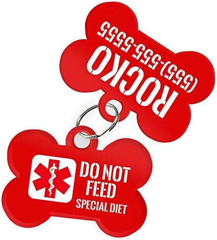 Special Health Attention Pet ID Dog Tag with Personalized Custom Pet Tag with Pets Name &amp; Contact Number [Multiple Font Choices] [USA COMPANY] [Multiple Conditions] (Do Not Feed)