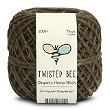 Twisted Bee Thick x 200ft, Organic Hemp Wick with Natural Beeswax Coating