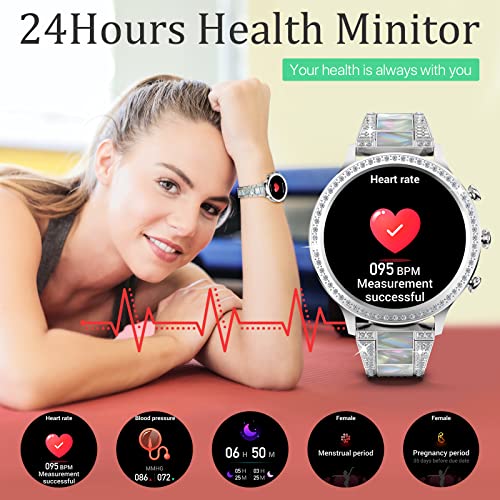 ZKCREATION Women's Smart Watch with Calls and WhatsaApp – Women's Smartwatch with Blood Pressure Heart Rate Monitor Activity Bracelet with Sleep Monitor 20 Sports Mode Bracelet Watch Gifts for Women